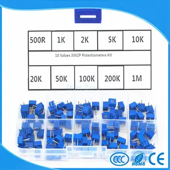 

10Values 3362P High Precision Multiturn Trimmer Potentiometer Variable Resistor Kit