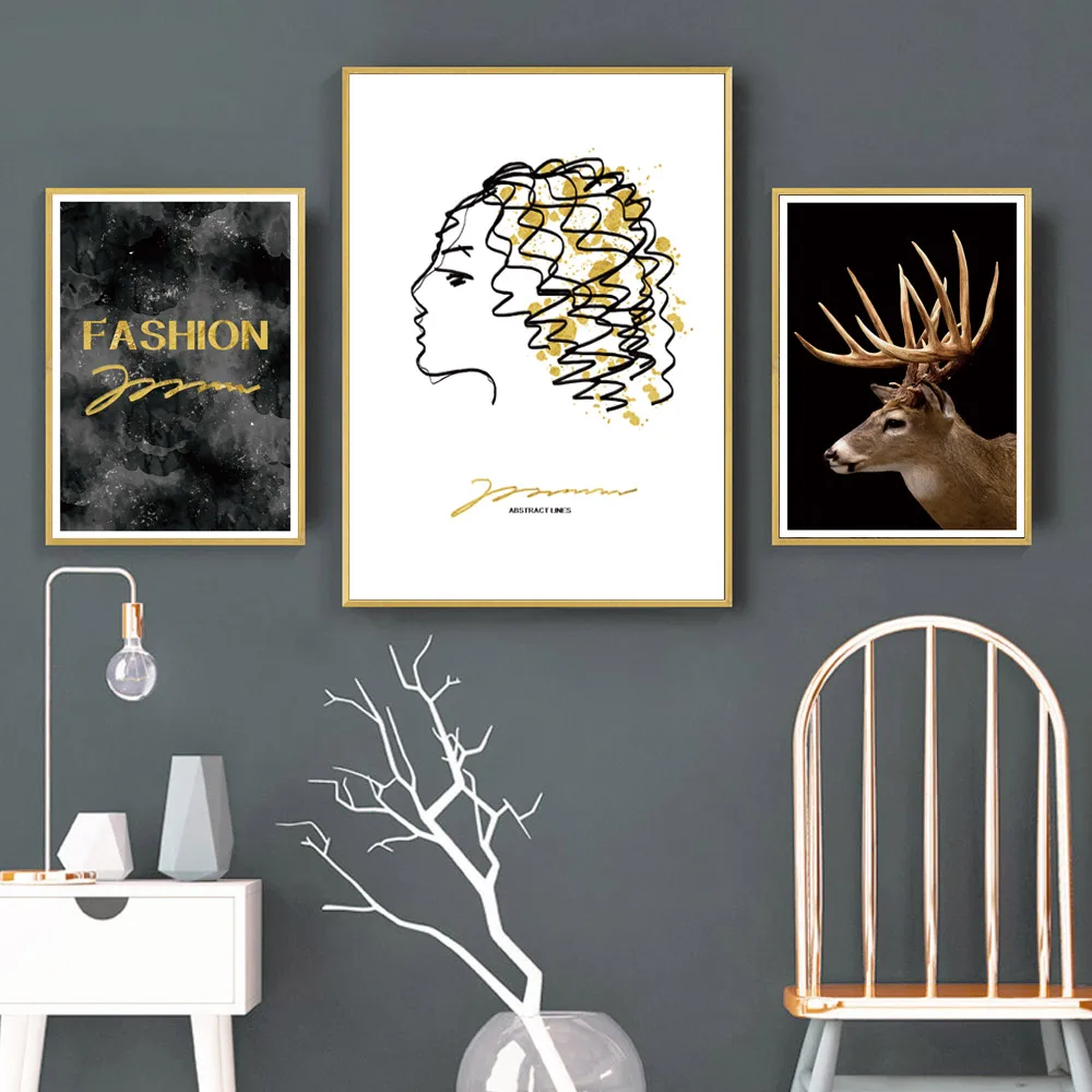 Elk Poster Vintage Wall Art Paintings For Living Room Animal Wall Painting Abstract Posters and Prints Home Decor Unframed