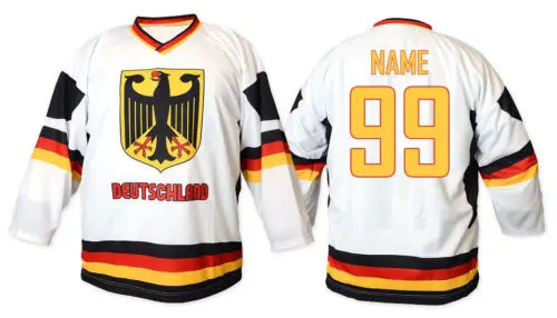 

Team Germany Deutschland retro throwback Hockey Jersey Embroidery Stitched Customize any number and name