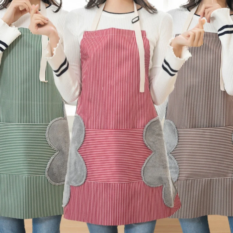 Wipe Design Both Sides Kitchen Apron with Pocket for Phones Glasses Practical Kitchen Cooking Bathroom Washing Apron Supplies