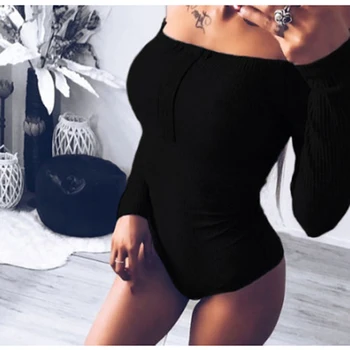 

Spring&Autumn New Neck Bodysuit Women Long Sleeve Heigh Quality Hot Sale Off The Shoulder Jumpsuit Casual Ladies Rompers