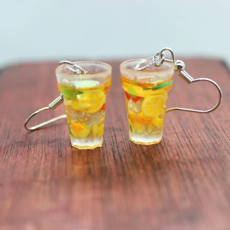 

Funny Original Earrings Simulation Mini Fruit Tea Cup Quenching Thirst Women's Creative Fashion Personality DIY Jewelry Gifts