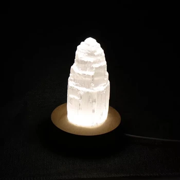 

10cm Natural quartz crystal selenite lamp reiki healing home decor mineral specimen collection