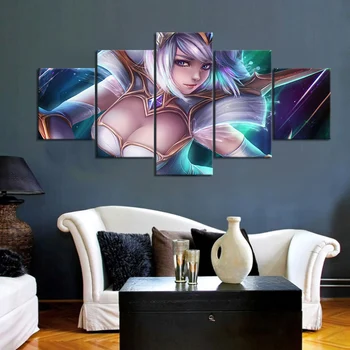 

5 Piece Video Game Poster LOL Games Wall Sticker Luxanna Crownguard Game Poster League of Legends Sexy Girl Artwork Picture Gift
