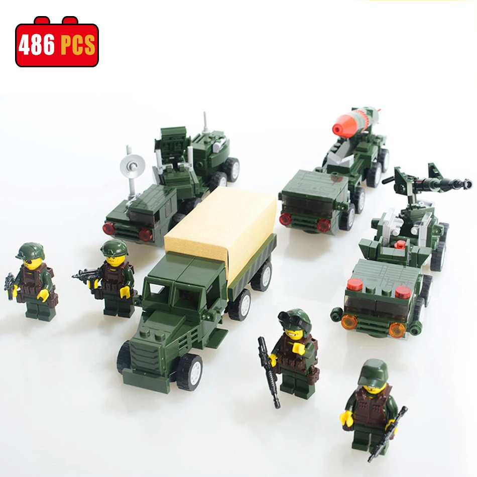 

KAZI Building Blocks Sets Compatible with legoe military Transport Vehicle Construction Brick Educational Hobbies Toys for Kids