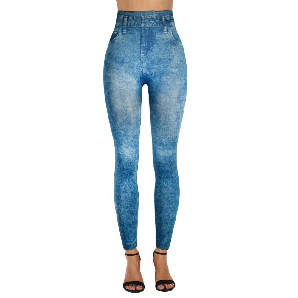 14 цветов Леггинсы Джинсы женские фальшивый карман узкие брюки облегающие Джеггинсы Женские джинсовые обтягивающие брюки - Цвет: XH-Blue