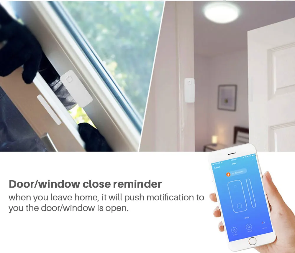 Wi-Fi дверная сигнализация, датчик окна, умный дом, система безопасности, SmartLife, приложение, управление, Совместимость с Amazon Alexa Google Home