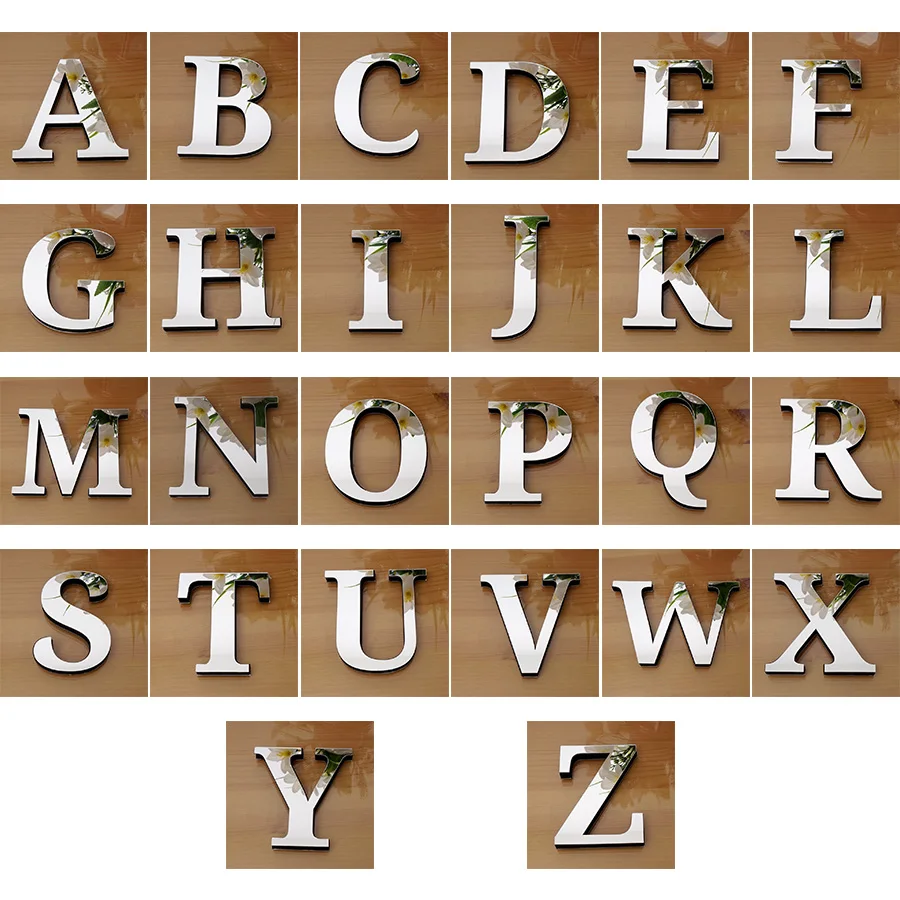 

1 Piece Letter 10cm High Mirrored Word 1cm thickness EVA Personalized Acrylic Wall Stickers Custom Wedding Party Home Decor Gift