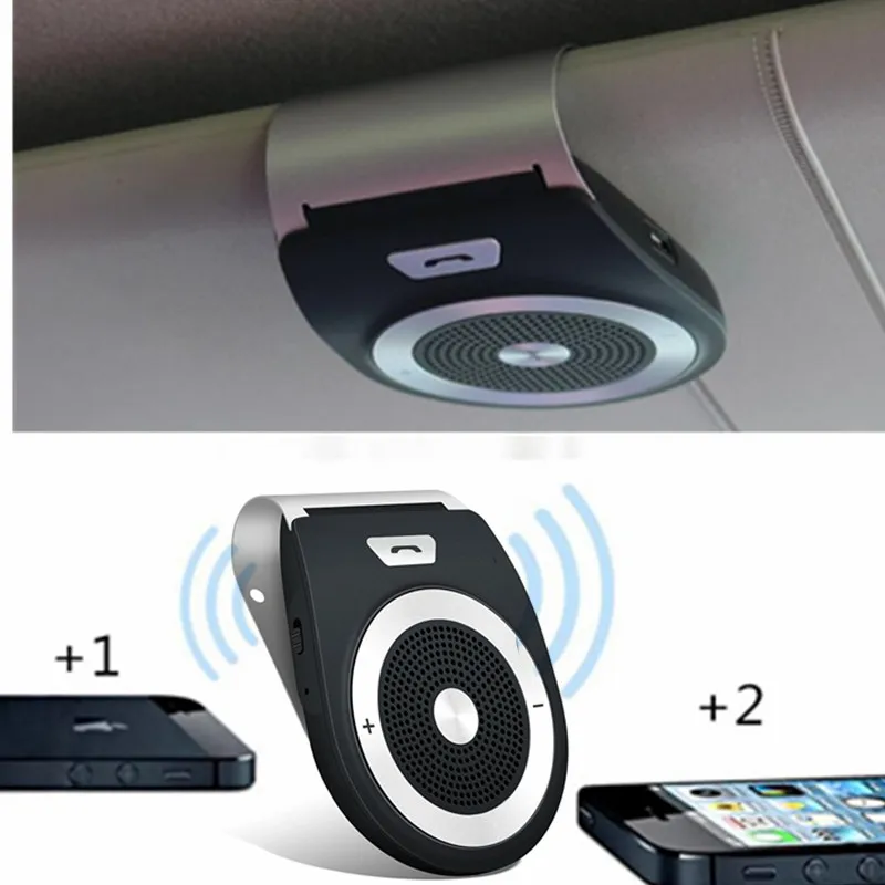 

2 Sets Wireless Hands Free Portable Bluetooth Receiver German Spanish English Sun-visor Car Music MP3 Player Bluetooth car kit