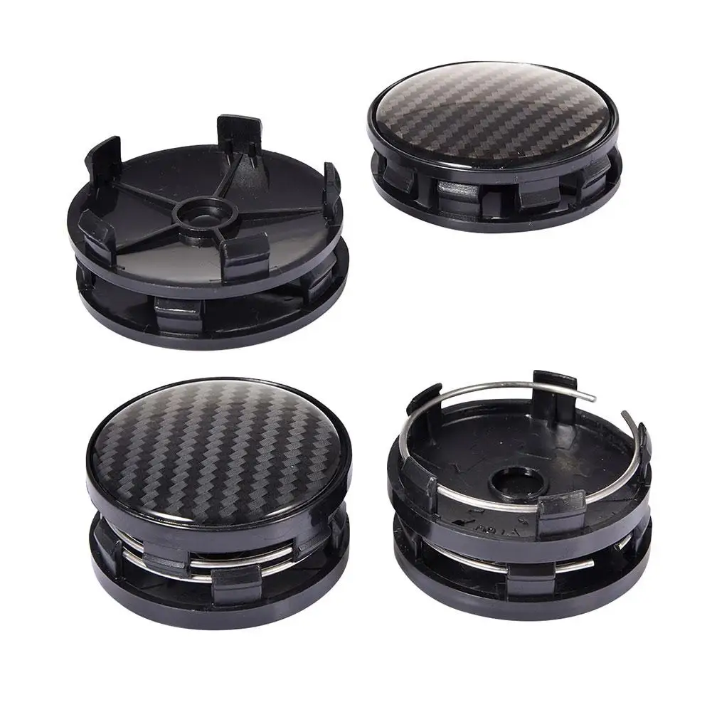 4PCS Carbon Fiber Pattern Texture Car Hub ABS Cover No Logo Modified Hub Center Cover Black Car SUV Wheel Center Hub Cover