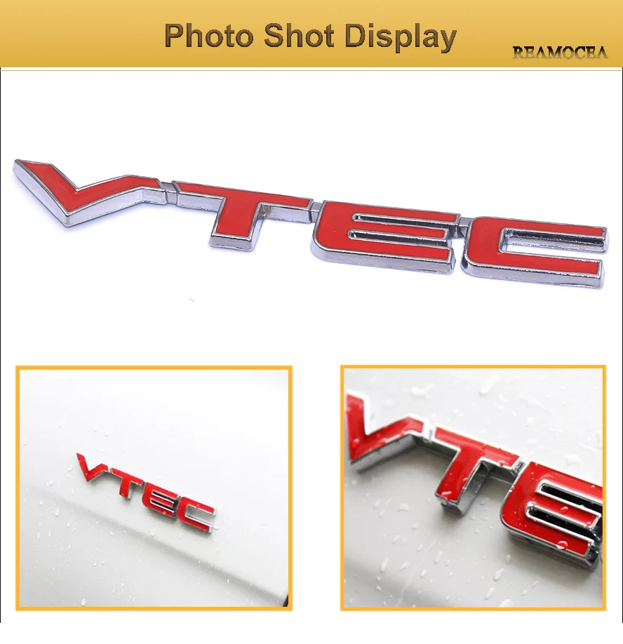 Reamocea 1Pc Red 3D VTEC Metal Car Styling Refit Emblem Fender Tail Body Badge For Honda CRV Civic Accord Odyssey Spirior (7)