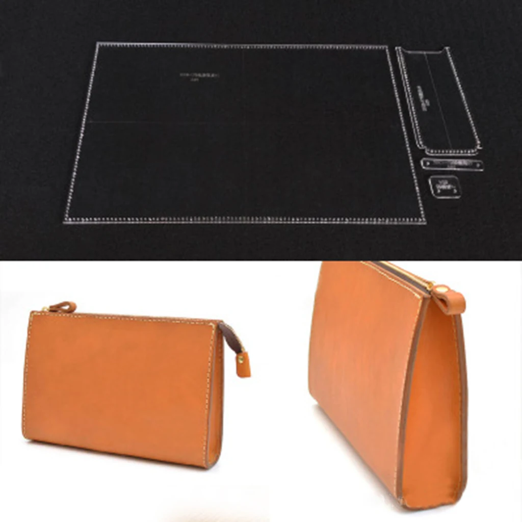 4Pcs Acrylic Clear Large Hand Bag Purse Wallet Stencil Template DIY Leather Craft
