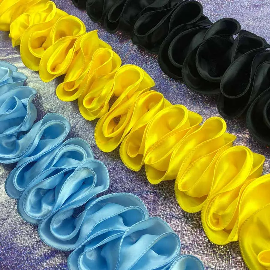 10 ярдов/Лот атласная волнистая 3D Цветочная кружевная лента сделай сам летнее