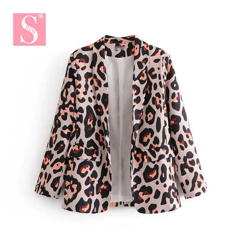 STVY Leopard Blazer Jackets For Women Suit European Style