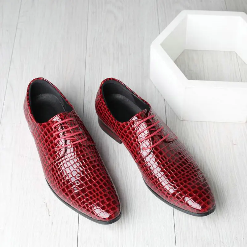 Итальянские Роскошные модельные туфли; мужские деловые модные официальные туфли с узором «крокодиловая кожа»; мужские свадебные туфли большого размера плюс LK-50 - Цвет: Красный
