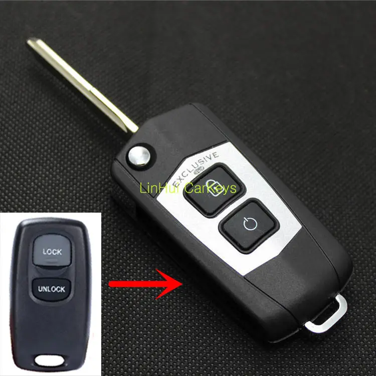 

PINECONE 2 Buttons Key Case for Mazda 323 Family Remote Key Uncut Brass Blade Modified Remote Blank Key Shell Cover 1 PC