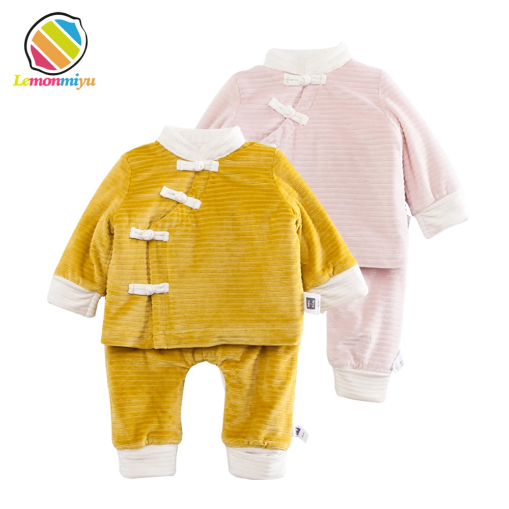 

Lemonmiyu Baby Corduroy Winter Two Piece Sets Chinses Style Vintage Newborn Thicken Clothing Sets Cotton Mandarin Collar Outwear
