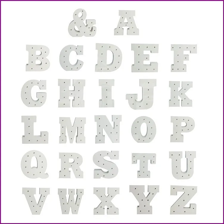 White-wooden-letter-Decoration-Crafts-Figurine-LED-Marquee-Sign-Alphabet-LIGHT-UP-night-light-Indoor-WALL