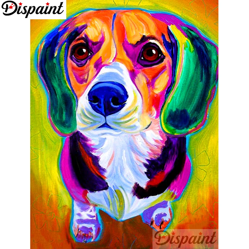 Dispaint Full Square/Round Drill 5D DIY Diamond Painting &quotColor dog scenery&quot Embroidery Cross Stitch Home Decor A10822 |