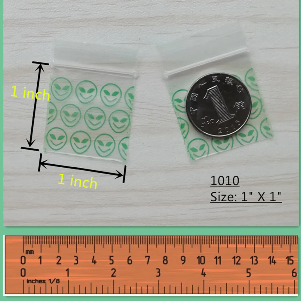 400 Baggies Wholesale retail Random 4 Designs Ziplock Design Bags Mini Plastic Grip Seal Bag 1010 1"X1" Drop Shipping 4