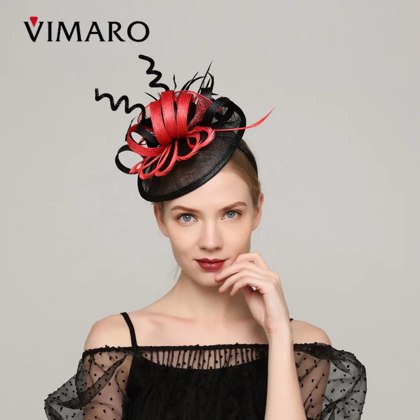 VIMARO Элегантный Черный Sinamay вечерние чародей аксессуары для волос Для женщин
