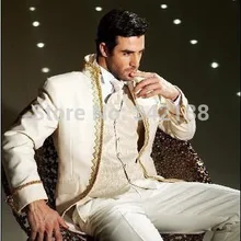 На заказ размер и цвет слоновой кости жених смокинги шафером жениха мужчины свадебные костюмы жених( куртка+ брюки+ галстук+ жилет) M52