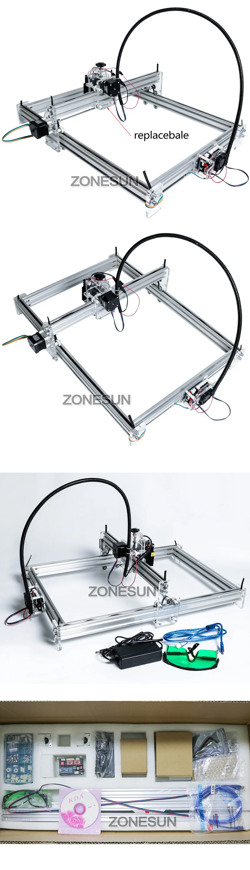 ZONESUN 7000 МВт Мини рабочего DIY лазерная гравировка гравер резка машина Лазерный гравер ЧПУ печати изображения см 50X65 см логотип