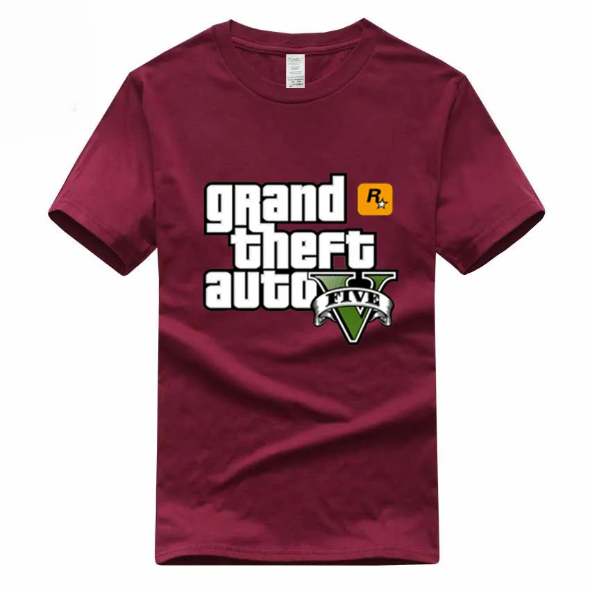 Игра Gta 5 хлопковые футболки Grand Theft Auto футболка Camisetas Hombre Gta Vice City футболка Homme GMT005 - Цвет: Deep Red B