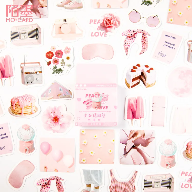 

Pretty Pink girl style Mini Paper Label sticker DIY Scrapbooking decoration Life log Stationery journal sticker Paper Label 45pc