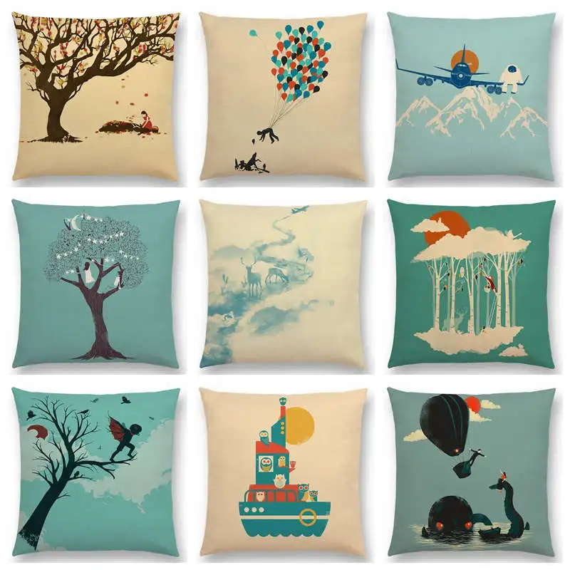 

Magical World Unknown Loch Ness Monster Colorful Pure Curiosity Fantasy Cushion Cover Sofa Throw Pillow Case Big Octopus Zombie