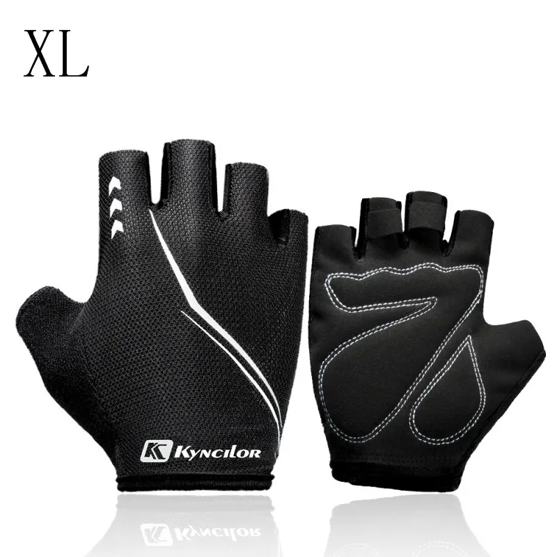 BLACK-XL Men Women Breathable Bicycle Gloves Half Finger Sponge Pad Gloves For Cycling Riding Driving Sports Outdoors Exercise - Цвет: BLACK-XL