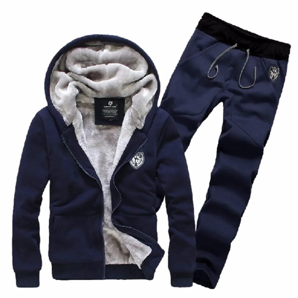 

Brand Fashion Thick Velvet sporting suit men warm hooded tracksuit track polo Hoodie sweat suits set zipper black Sweatshirts
