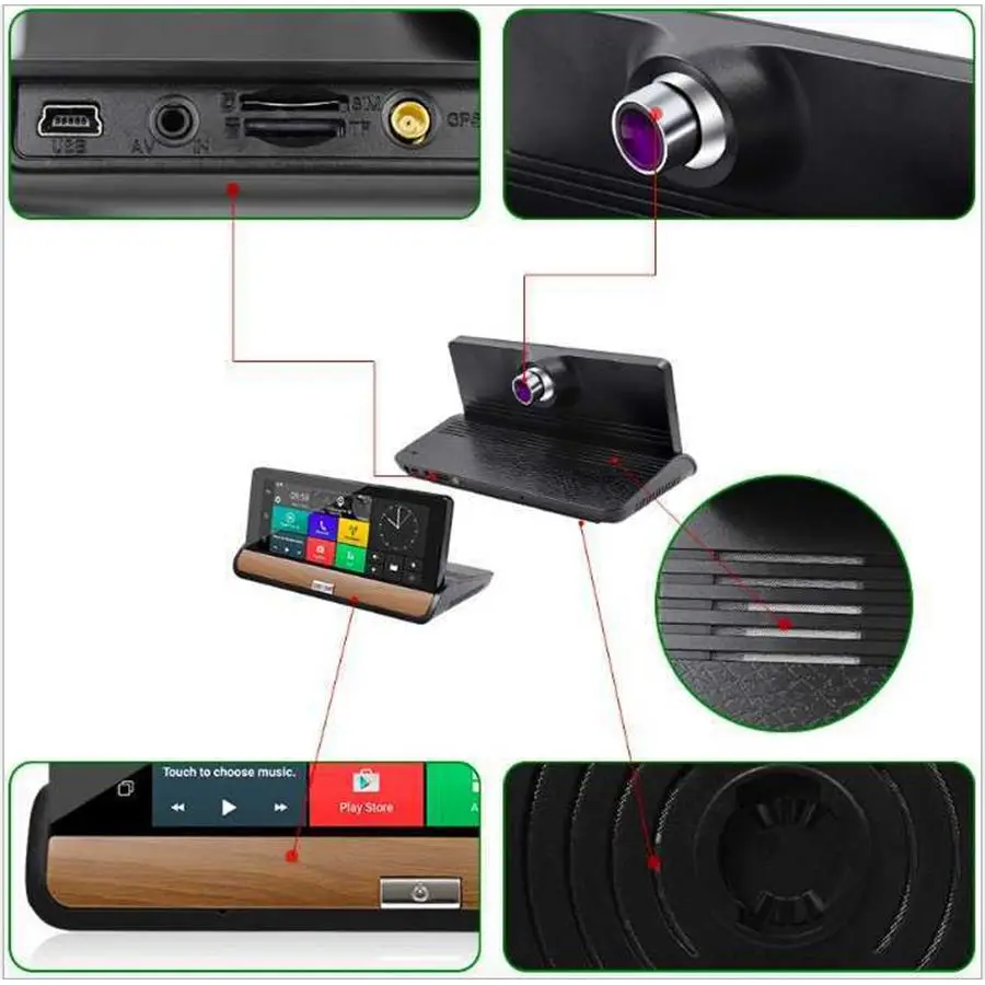 6,8" Android 3g Автомобильный видеорегистратор gps камера Dash камера Full HD 1080p видео рекордер Wifi Bluetooth регистратор двойной объектив видеорегистраторы Dashcam