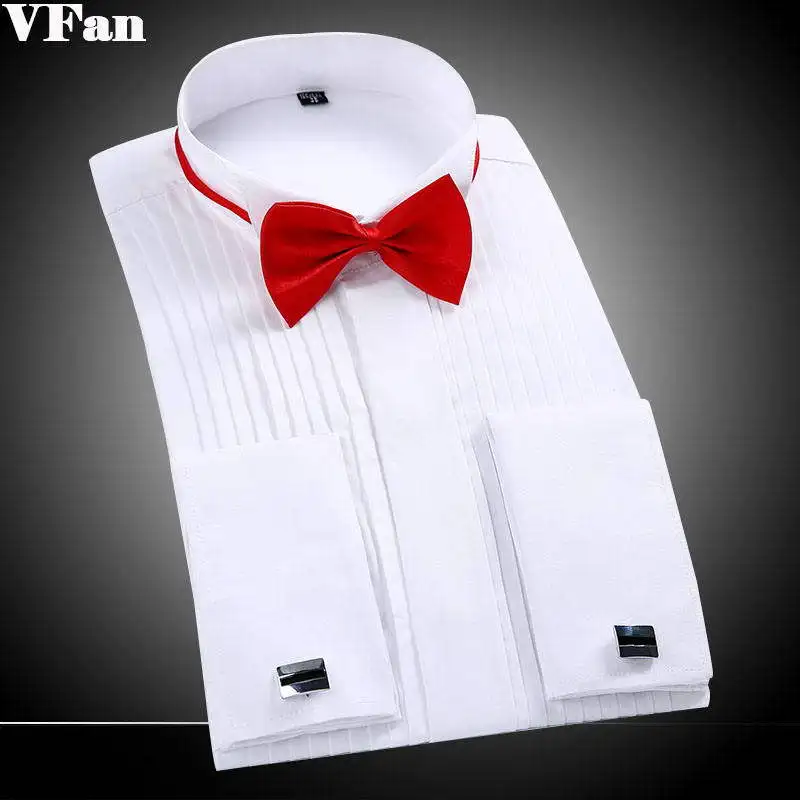Новая Осенняя мужская рубашка-смокинг, рубашки с длинными рукавами, одноцветные рубашки с воротником, тонкие, большие размеры, Z1420-Euro - Цвет: Белый