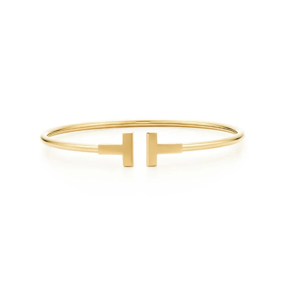 

QIUBOSS 100% 925 Silver Narrow Edition Double T Open Bracelet Couple Birthday Gift GRP07790 Gold Plated Bracelet Couple