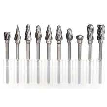 Best Price 10pcs Aluminum Cut Tungsten Carbide Rotary Burr Set Metal Carving Drilling Polishing Bits with 1/8"(3 mm) Shank for Die Grinder
