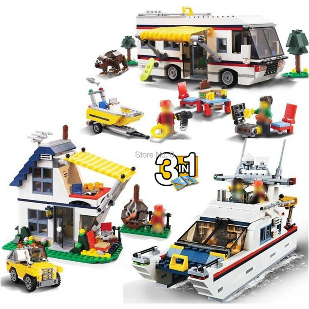 

3117 792pcs vacation getaways camper summer 3in1 2 figures 31052 building block Bricks Toy