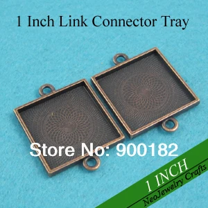 

25mm Antique Copper Square Link Connector Tray, 1 Inch Link Settings, Connector Links For Glass and Interchangeable Bracelets