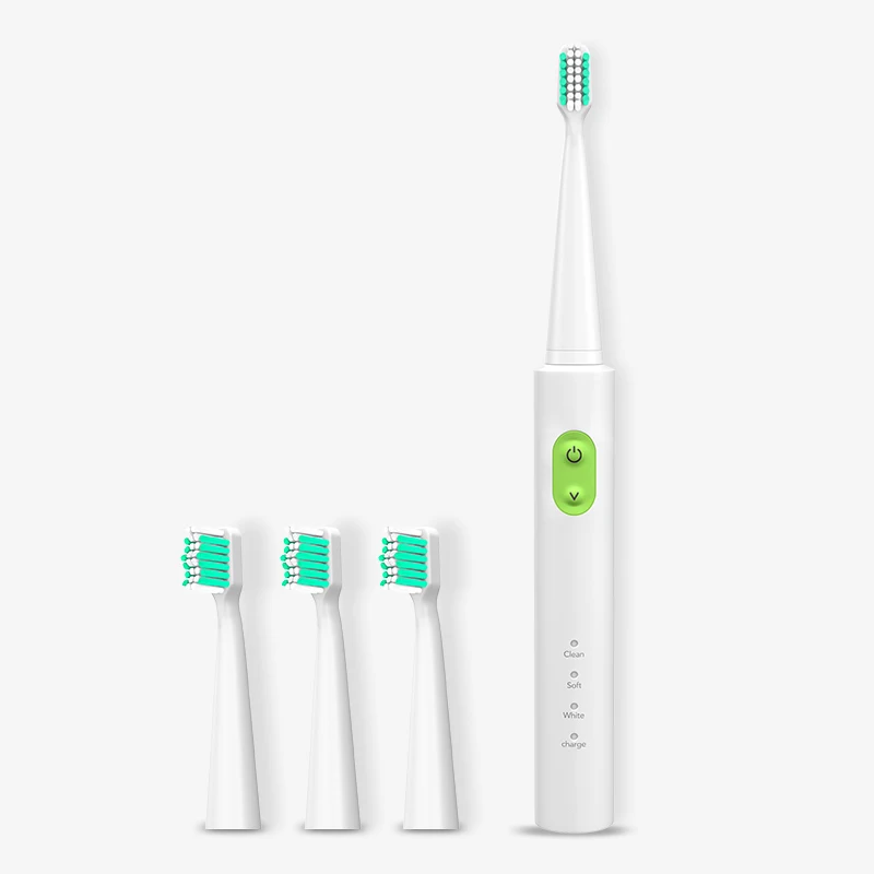 Звуковая электрическая зубная щетка USB перезаряжаемая зубная электрическая чистящая щетка 4 головки зубной щетки для взрослых и детей Водонепроницаемая зубная щетка es - Цвет: Зеленый