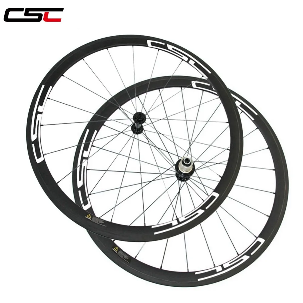

CSC 700C 38mm Deep 23mm wide clincher SAT No external holes carbon bicycle wheels road bike wheelset Tubeless compatible sapim
