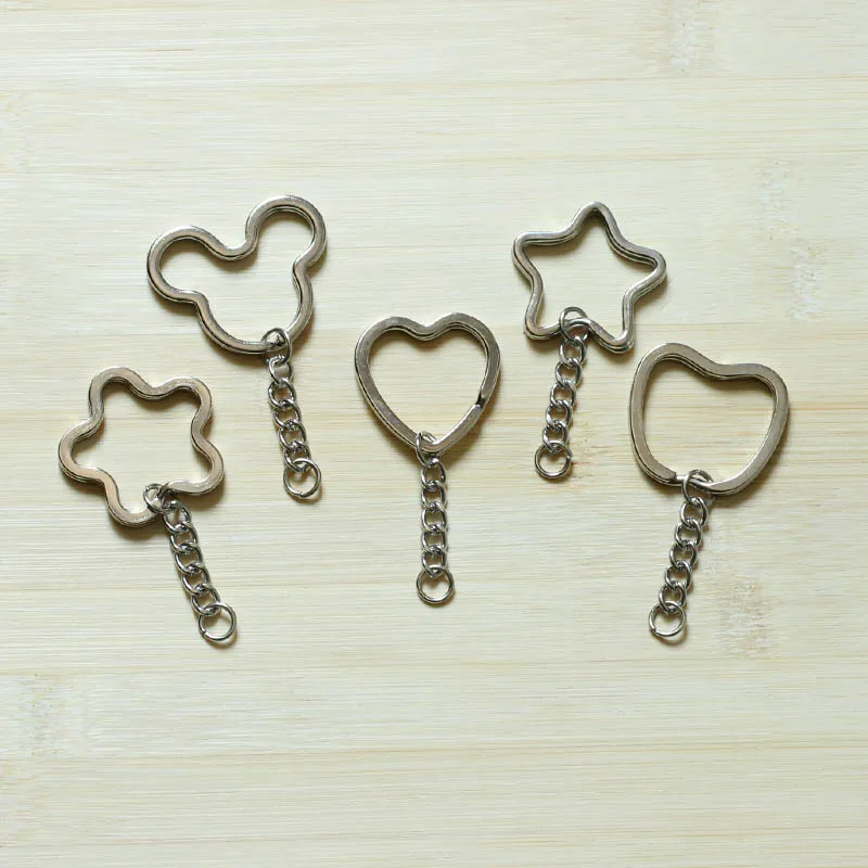 

65mm Metal Cartoon Key Chains Shape of love Key ring Accessories pendant Accessory fittings Handmade DIY