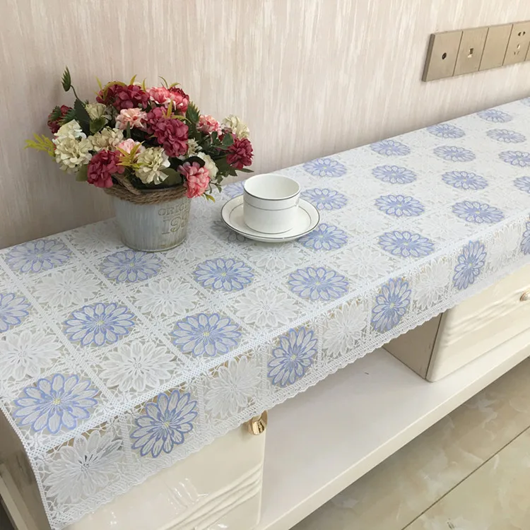 الأوروبي pvc الدانتيل تلفزيون غطاء للماء سماط القهوة الجدول القماش حصيرة منضدة مضمد غطاء القماش