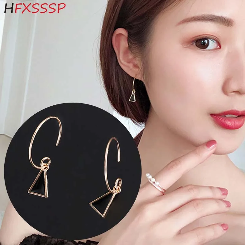 

HFXSSSP simple and elegant plating alloy rhinestone geometry/ triangle / round earrings small personality earrings jewelry