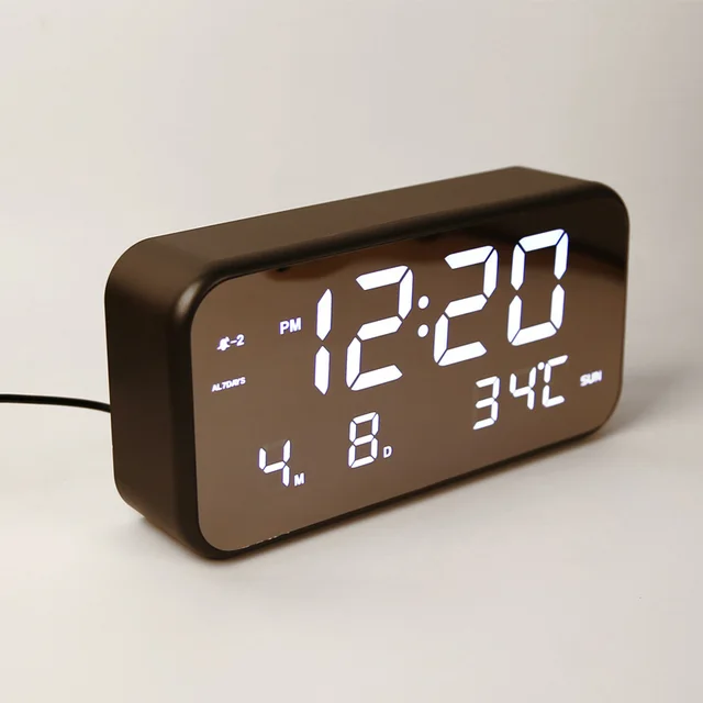Large Jumbo Digital LED Music Alarm Clock with 25 Songs Clear Mirror