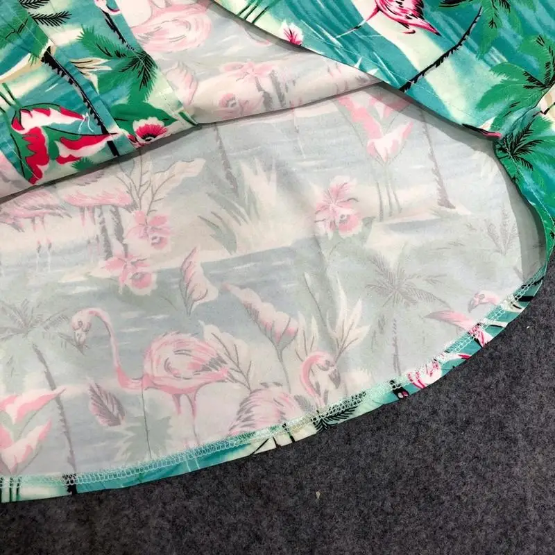 Rhude X Patron Shirt Men Flamingos Mint Green New York Limited Edition Flamingo Skateboard Short Sleeve 5