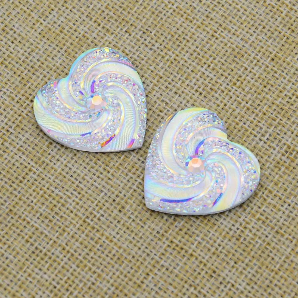 

BOLIAO 10Pcs 30*30mm White Heart Resin Scrapbook Clothes/Bags/Hats Decoration Craft DIY R112