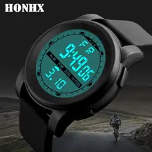 Бренд honhx модный мужской светодиодный 30 м водонепроницаемый резиновый светодиодный цифровые часы спортивные военные Роскошные наручные часы с датой для мужчин* 1219