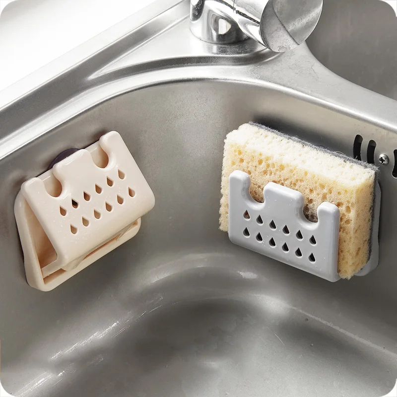 

Foldable kitchen Sink sponge holder Rack Plastic Soaps Strong Suction home organization storage holder kitchen accessories