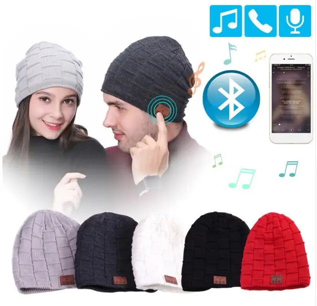 Беспроводные Bluetooth наушники музыкальная шапка с микрофоном зимняя женская