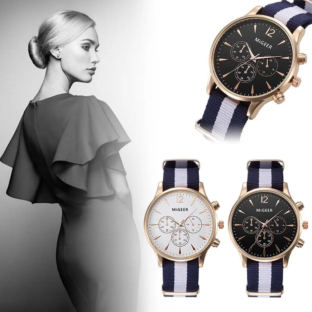

MIGEER Luxury Fashion Black & White Strap Watch Men Quartz Watch Casual Males